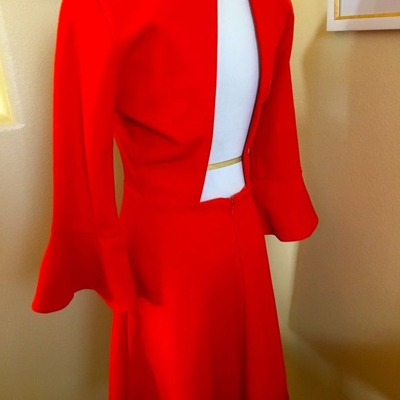 NWT LUCY PARIS Cutout Back Bell Sleeve Mini Dress - Picture 7 of 8